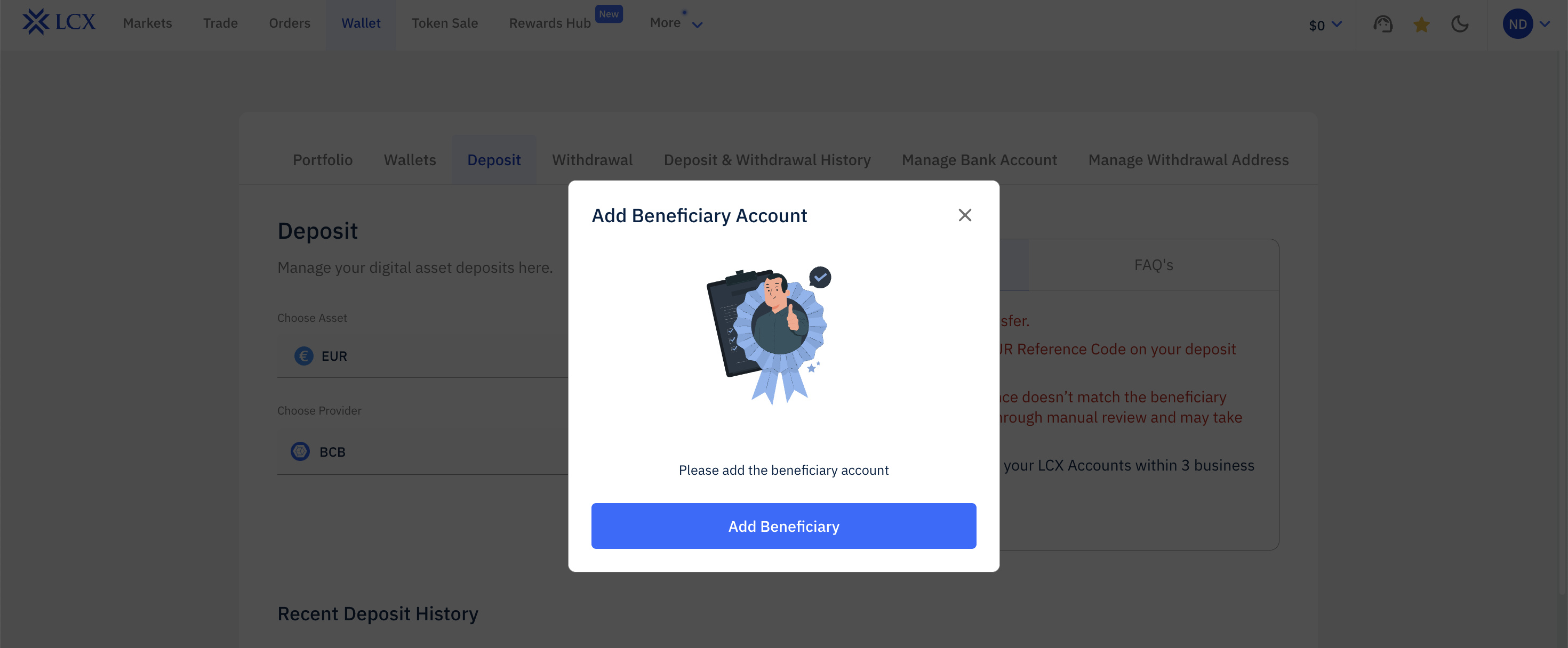Add Beneficiary account