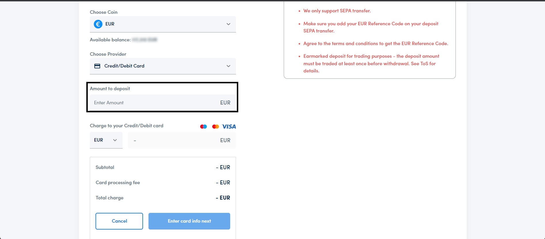 Enter the amount Enter the amount