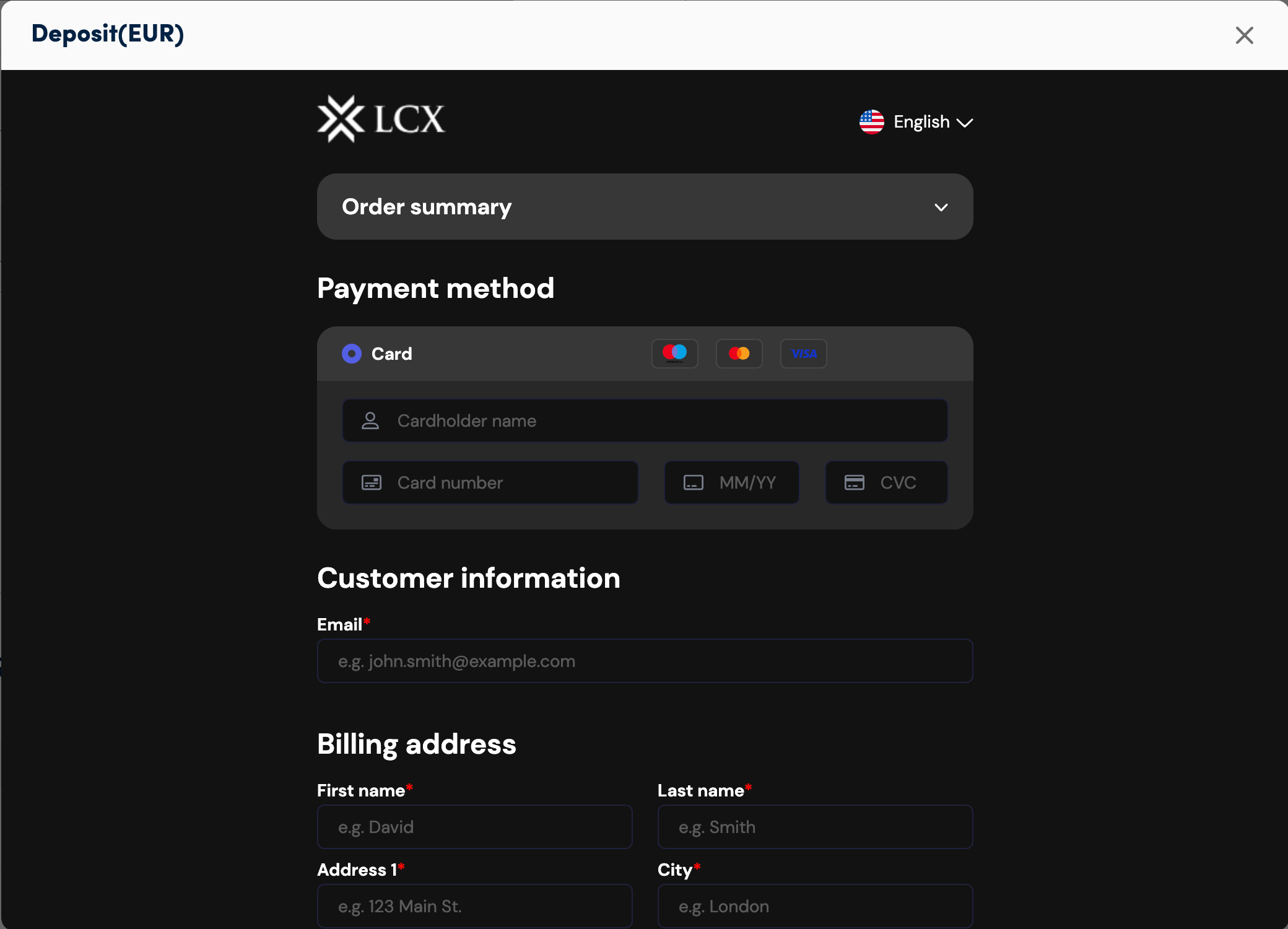Card details Card details