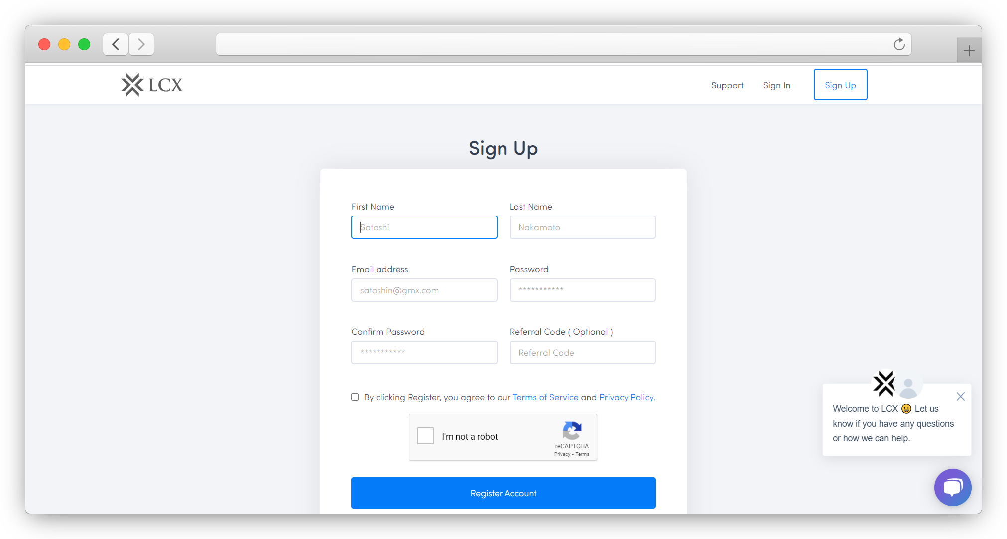 LCX Account Sign Up LCX Account Sign Up