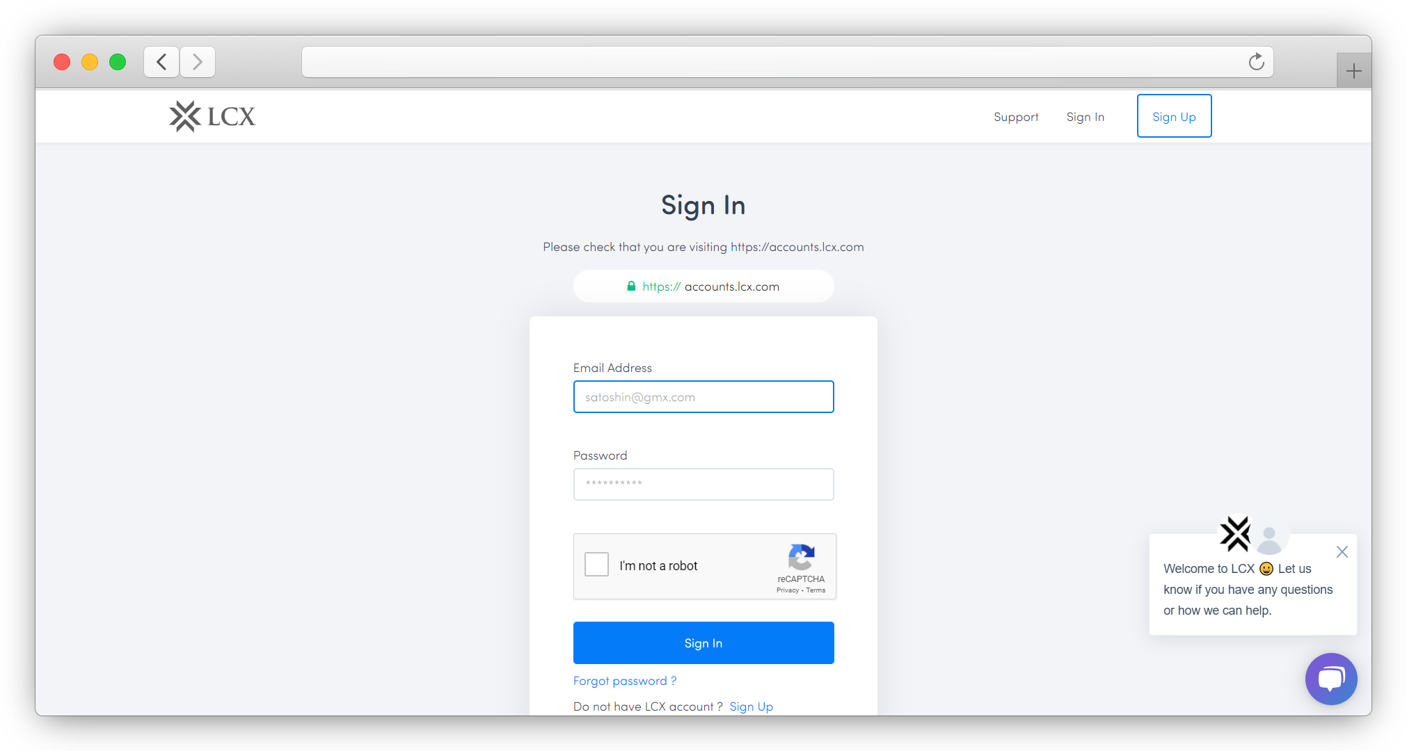 LCX Account LCX Log In