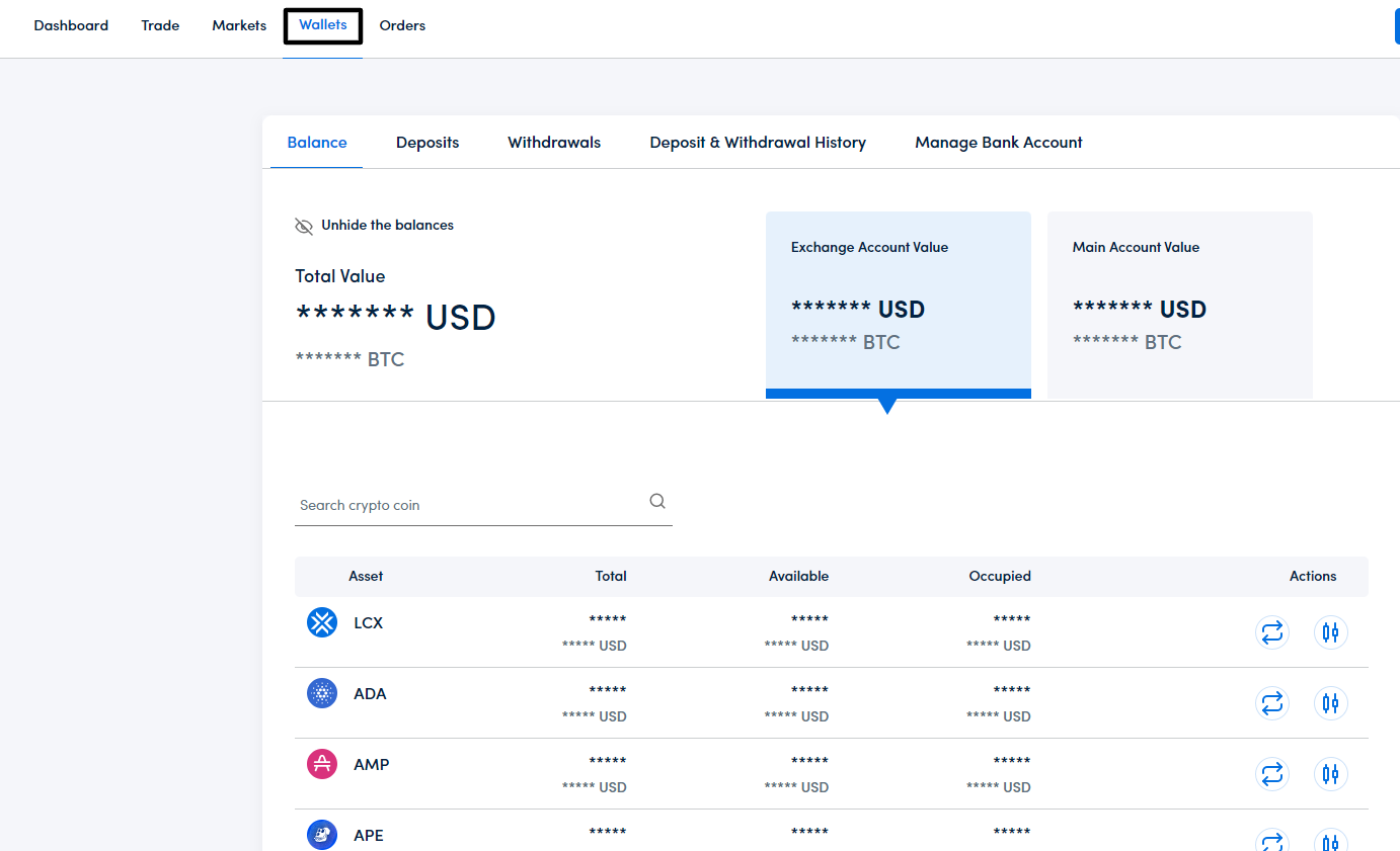wallet page Wallet page